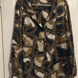 Chic Black and Gold Patterned Blouse